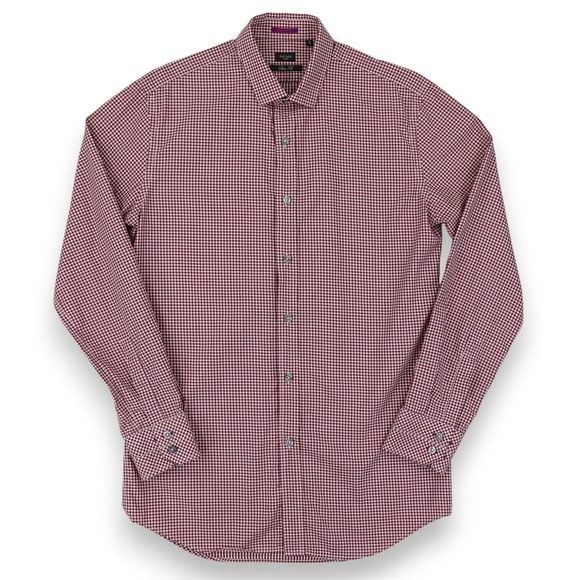 Paul Smith Dress Shirt Mens 15 / 38cm Red White Checks Slim Fit Made In Italy - Picture 1 of 14
